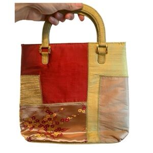 Bath And Bodyworks Womens Vintage Patchwork 90s Y2k Asian Theme Small Handbag